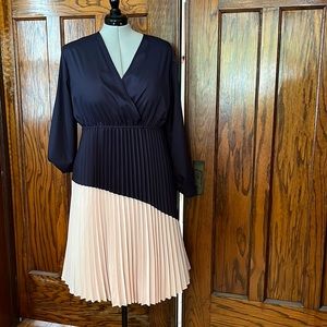 Navy and light pink pleated dress
